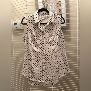 Polka dot sleeveless button down